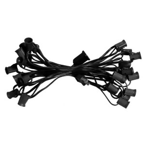 50' Commercial C9 Christmas Light Socket Set 12 Spacing 18 Gauge Black Wire - All