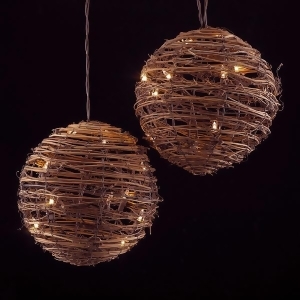 Set of 3 Country Rustic Rattan Ball Novelty Christmas Lights Clear Lights - All