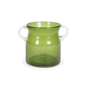 10.25 Viridian Handblown Olive Green Large Bubble Glass Jar Flower Vase - All