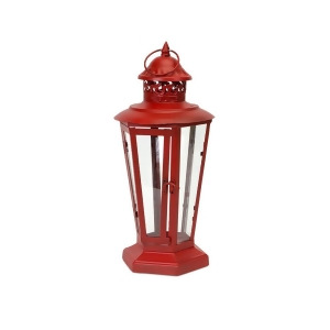18 Decorative Old Red Vintage Inspired Pillar Candle Lantern - All