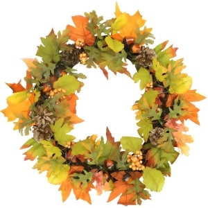 20 Autumn Harvest Maple Leaf Berry Pine Cone and Acorn Artificial Thanksgiving Wreath Unlit - All