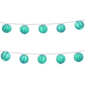 Set of 10 Turquoise Blue Lantern Christmas Lights White Wire - All