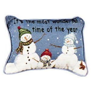 Set of 2 Happy Snowmen Decorative Christmas Throw Pillows 9 x 12 - All