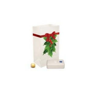 Pack of 12 Battery Operated Led Flameless Tea Candles Christmas Holly Luminaria Kit - All