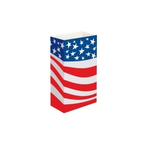Pack of 100 Flame Resistant Designer Patriotic American Flag Luminaria Bags 11 - All