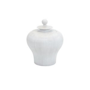 20.5 Gustavo Natural White Textured Lidded Short Ceramic Urn - All