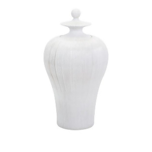31 Gustavo Natural White Textured Lidded Tall Ceramic Urn - All