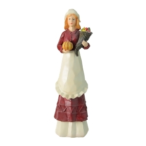 13 Autumn Harvest Wood Carved Thanksgiving Pilgrim Woman Decorative Figure - All