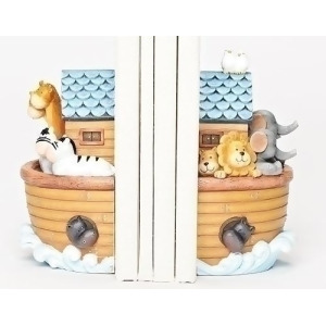 Set of 2 Decorative Noah's Ark Children's Bedroom Religious Bookends 6.5 - All