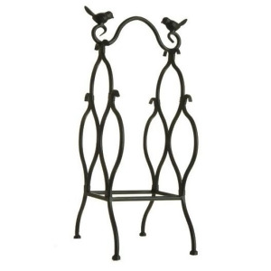 18 Antique-Style Black Table Top Wine Rack with Perched Birds 3 Bottle Storage - All