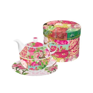 Shinto Garden Floral Bone China Tea for One Teapot Cup and Saucer Set with Gift Box - All