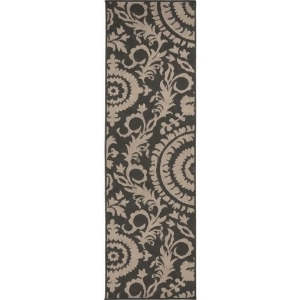2.25' x 11.75' Flowery Maze Pale Black and Taupe Shed-Free Area Throw Rug Runner - All