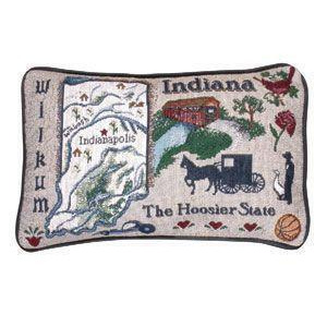 Set Of 2 State of Indiana The Hoosier State Decorative Throw Pillows 9 x 12 - All