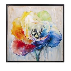 40 Multi-Colored Rainbow Rose Flower Framed Square Oil Painting Wall Art Decor - All