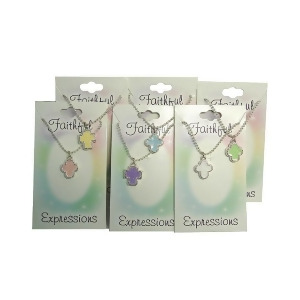 Set of 6 Pastel Sparkle Cross Pendant Silver Necklaces 18 #16317 - All