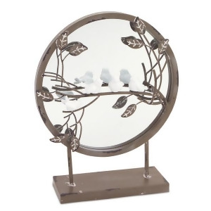 New Romance Round Tabletop Mirror with Perched Birds on Branch 12.5 - All