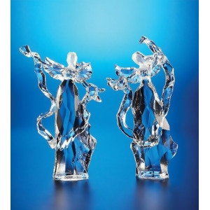 Pack of 8 Icy Crystal Religious Christmas Ribbon Angel Figurines 7.5 - All