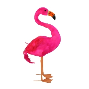 23.75 Standing Hot Pink Feathered Flamingo Decoration - All
