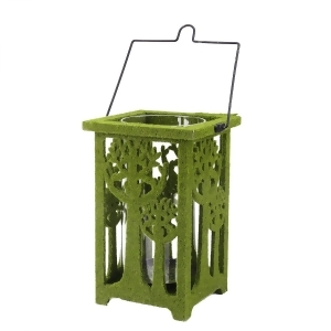 13.75 Green Moss Covered Tree Cut-Out Pillar Candle Lantern - All