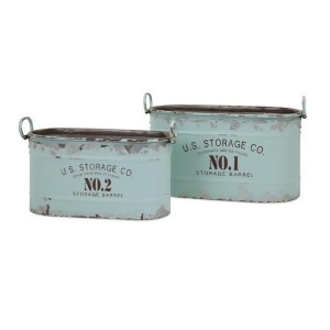 Set of 2 Light Baby Blue U.s. Storage Co. No.2 Decorative Storage Tubs with Handles 19 - All