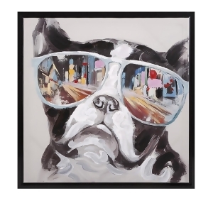 34 City Sun Glasses Hipster Dog Framed Canvas Square Wall Art Decor - All