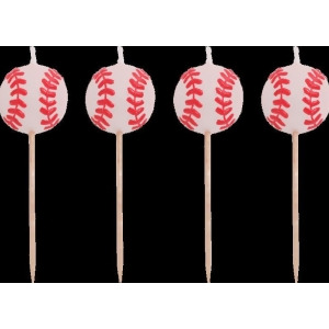 Club Pack of 12 Team Sports Baseball Themed Molded Candle Desert Topper Pick Set 3 - All
