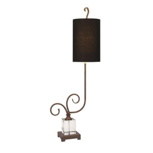 37.75 Metallic Bronze and Transparent Clear Faux Crystal Buffet Table Lamp with Black Linen Barrel Shade - All