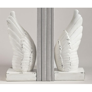Set of 2 Wing and Prayer Distressed White Cherub Angel Wings Religious Bookends 9.75 - All