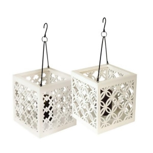 UPC 257554374297 product image for 8.5 Metro White Geometric Flower Lattice Hanging Patio Pillar Candle Lantern - A | upcitemdb.com