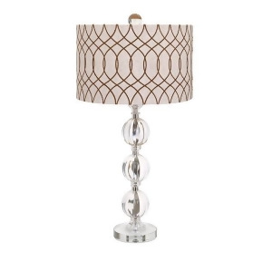 33 Avenicci Transparent Clear Faux Crystal Ball Inspired Table Lamp with Geometric Patterned Linen Drum Shade - All