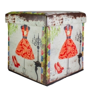 15 Decorative Vintage Dress and Fashion Collapsible Wooden Storage Ottoman - All