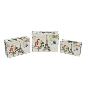 Set of 3 Eiffel Tower Paris and Flowers Vintage-Style Decorative Wooden Storage Boxes 16 - All