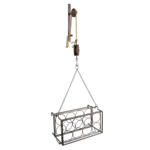 French Countryside Pulley Wall Mounted Charcoal Gray Wine Rack 50 - All