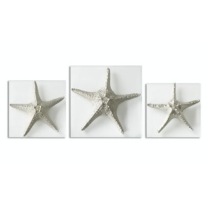 Set of 3 Nautical Metallic Silver Starfish Clear Glass Hanging Wall Plaques 15 - All