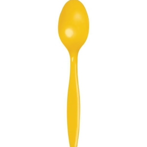 Club Pack of 600 School Bus Yellow Premium Heavy-Duty Plastic Party Spoons - All