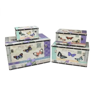 Set of 4 Wooden Garden-Style Butterfly Decorative Storage Boxes 14-27.5 - All