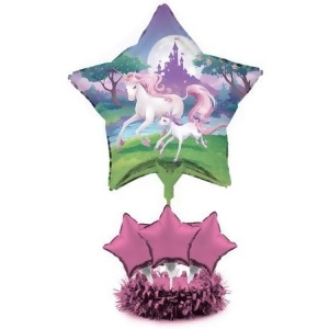 Pack of 4 Unicorn Fantasy Classic Pink Star Foil Party Balloon Centerpiece Kits - All