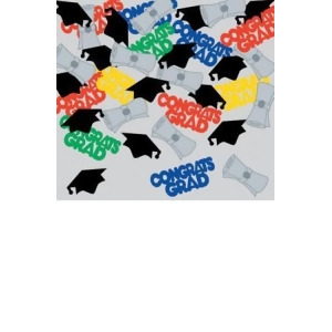 Club Pack of 12 Multi-Colored Congrats Grad Diploma Graduation Day Celebration Confetti Bags 0.5 oz. - All