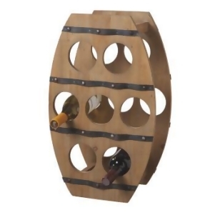 22.25 Country Rustic Wooden Barrel Design Wine Rack 7 Bottle Storage - All
