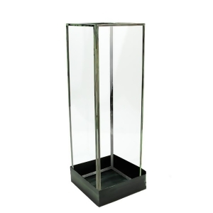 18.25 Rectangular Table Top Glass Terrarium Tower with Green Metal Base - All