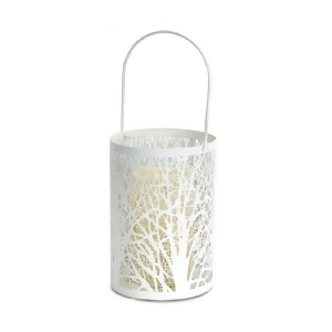 8 White Tree Patterned Battery Operated Led Candle Lantern with Timer - All
