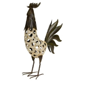 Country Rustic Decorative Brown and Cream Metal Cut-Out Rooster 24 - All