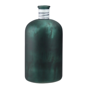 10 Botanic Beauty Handcrafted Dark Green Verdigris Style Decorative Glass Vase with Raffia Band - All