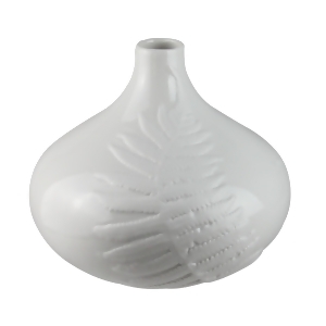 8.75 Botanic Beauty White Porcelain Flower Vase with Fern Leaf Relief - All