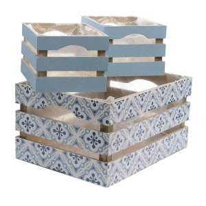 Set of 3 French Countryside Blue Rectangular Wooden Decorative Storage Box Nesting Crates 13.5 - All