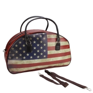 20 Decorative Vintage-Style American Flag Travel Bag with Handles and Shoulder Strap - All