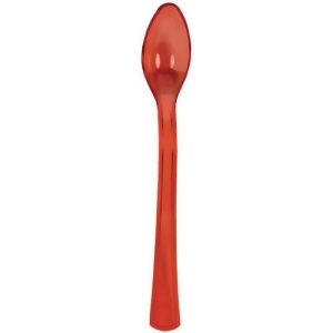 Club Pack of 144 Transparent Red Premium Heavy-Duty Plastic Mini Party Spoons - All