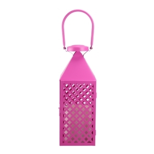 Fancy Fair Pink Diamond Patterned Pillar Candle Lantern 13.5 - All