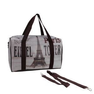 16 Gray Vintage-Style Eiffel Tower French Theme Travel Bag with Handles and Crossbody Strap - All