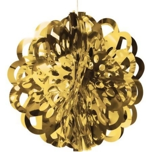 Club Pack of 12 Gold Dye Cut Hanging Metallic Foil Ball Party Decorations 16 - All